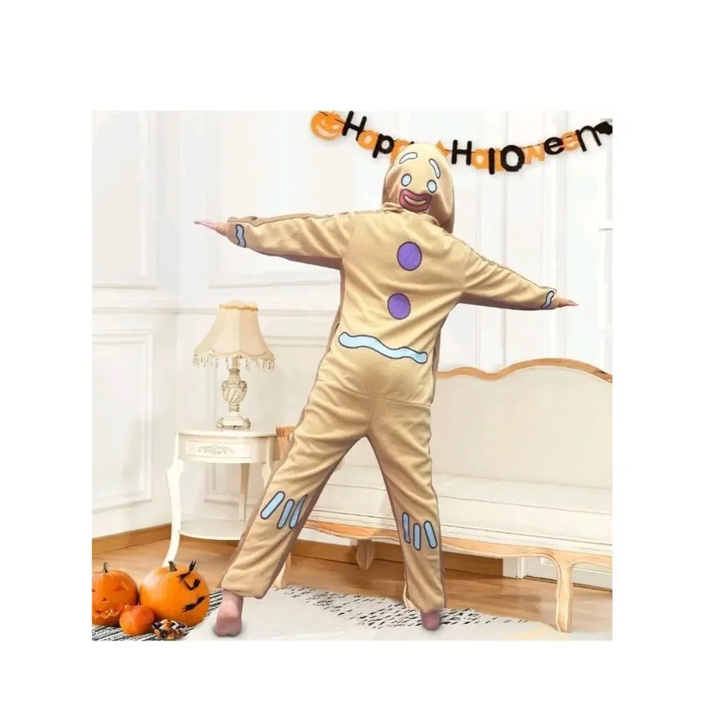 Unisex Christmas Gingerbread Man Sz XL Costumes One-Piece Pajama Sleepwear s10